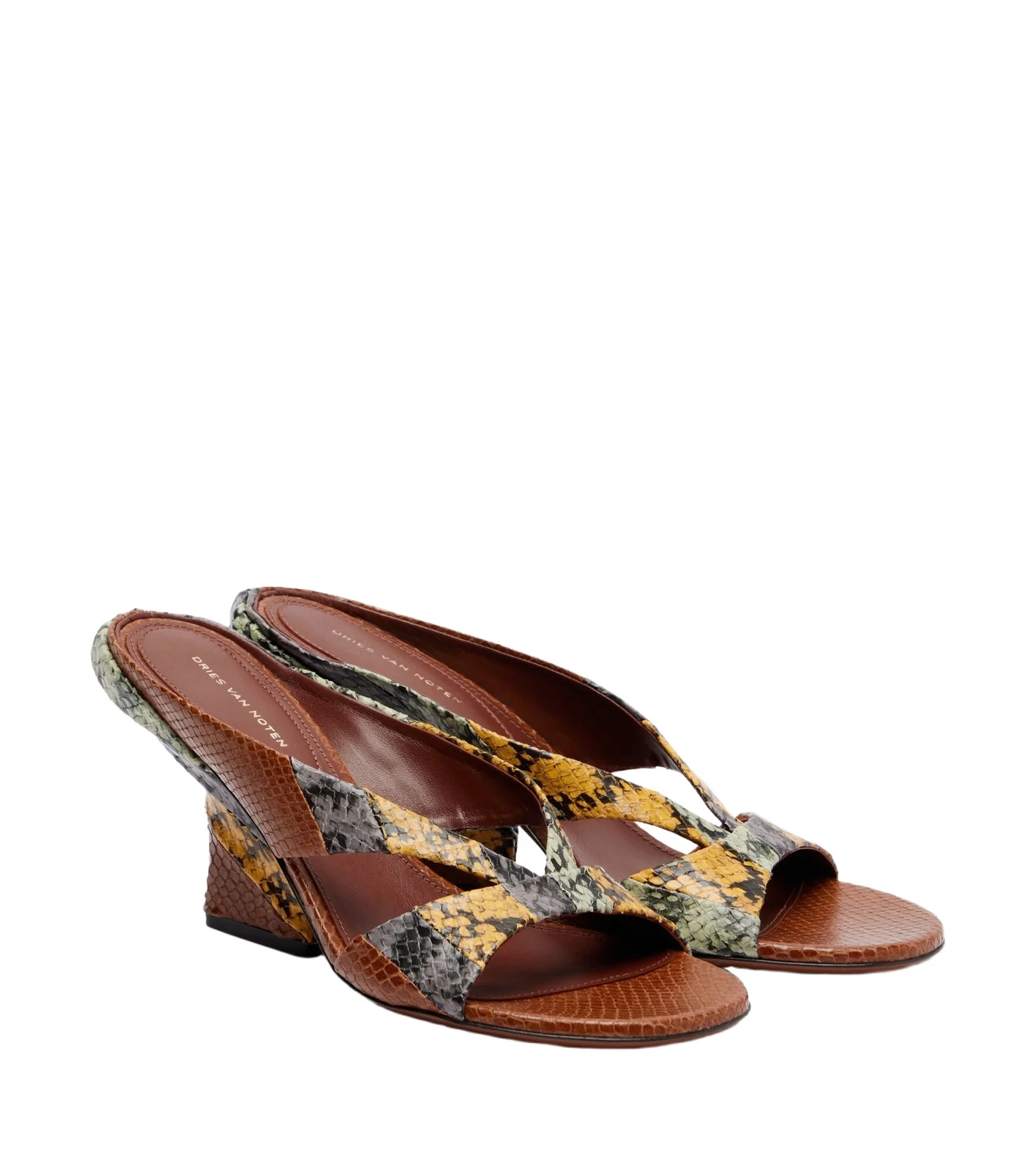 Snake-effect leather mules Snake-effect leather mules