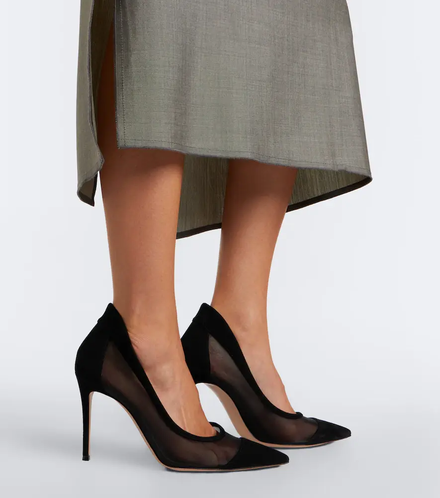 Gianvito Rossi Mesh and suede pumps | Thumbnail 5 Gianvito Rossi Mesh and suede pumps | Thumbnail 5