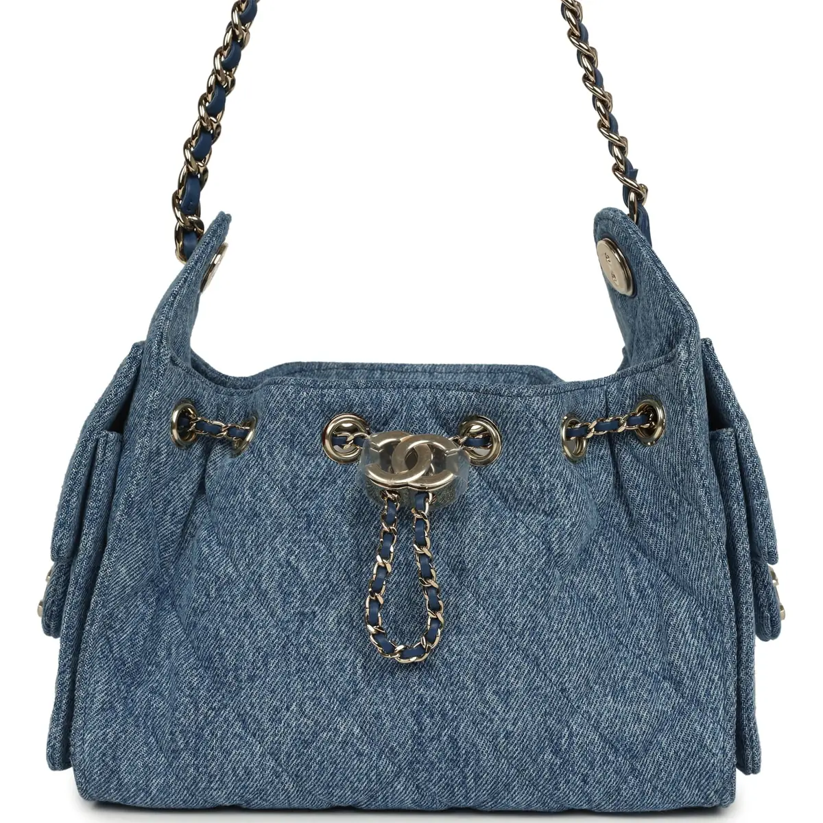 Chanel Chanel Mini 25 Hobo Bag Blue Washed Denim Light Gold Hardware | Image 1 Chanel Chanel Mini 25 Hobo Bag Blue Washed Denim Light Gold Hardware | Image 1