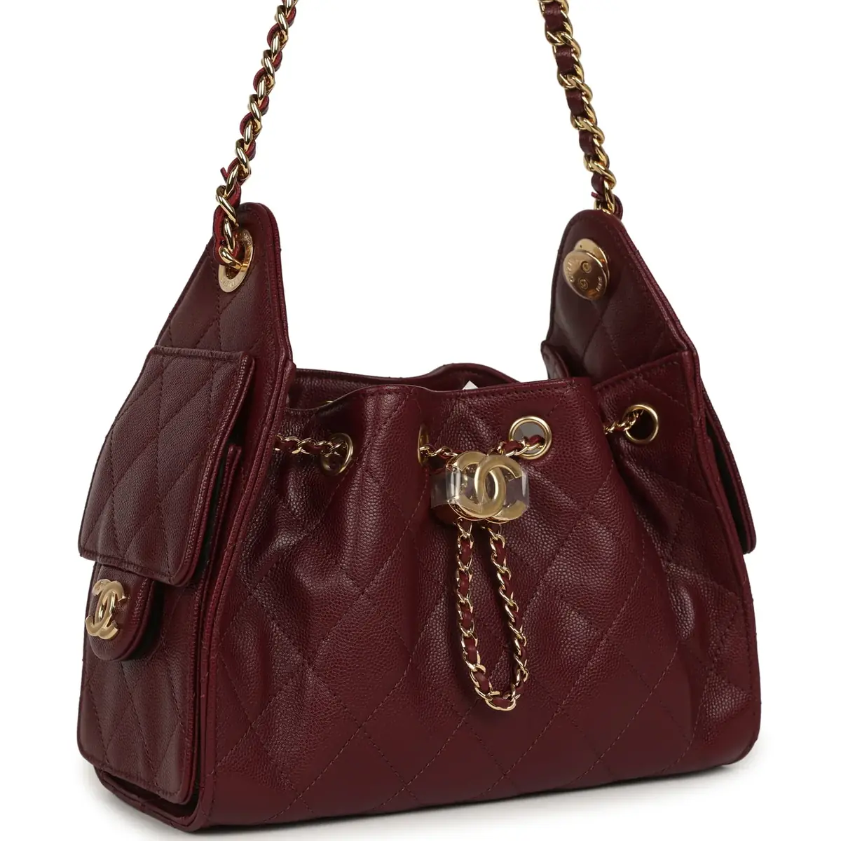 Chanel Chanel Mini 25 Hobo Bag Dark Burgundy Caviar Gold Hardware | Thumbnail 2