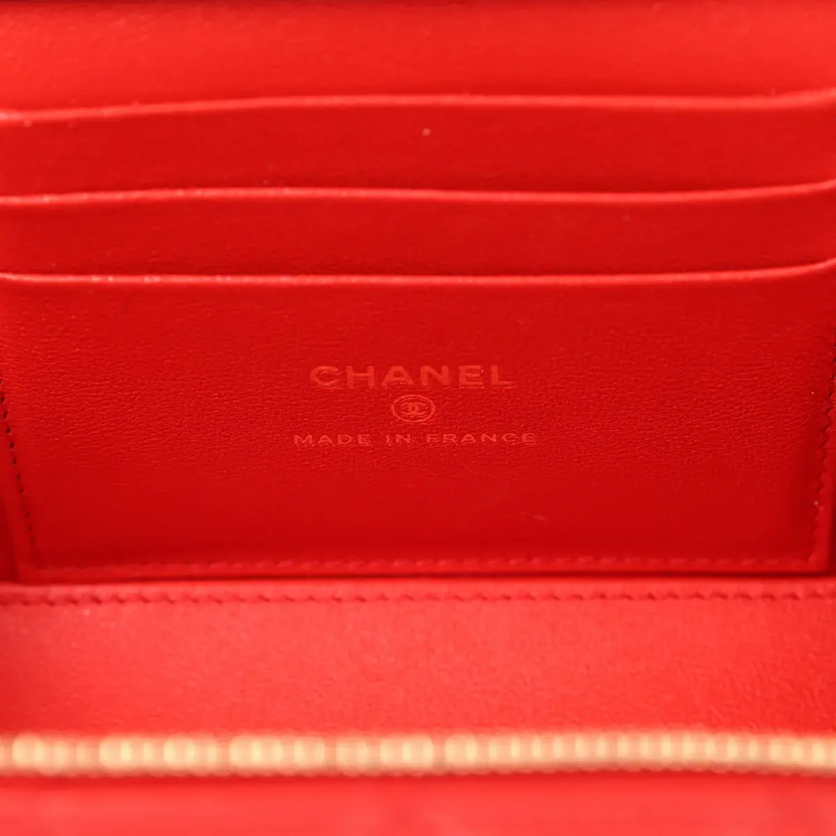 Chanel Chanel Small Classic Top Handle Vanity Case Red Lambskin Light Gold Hardware | Thumbnail 10 Chanel Chanel Small Classic Top Handle Vanity Case Red Lambskin Light Gold Hardware | Thumbnail 10
