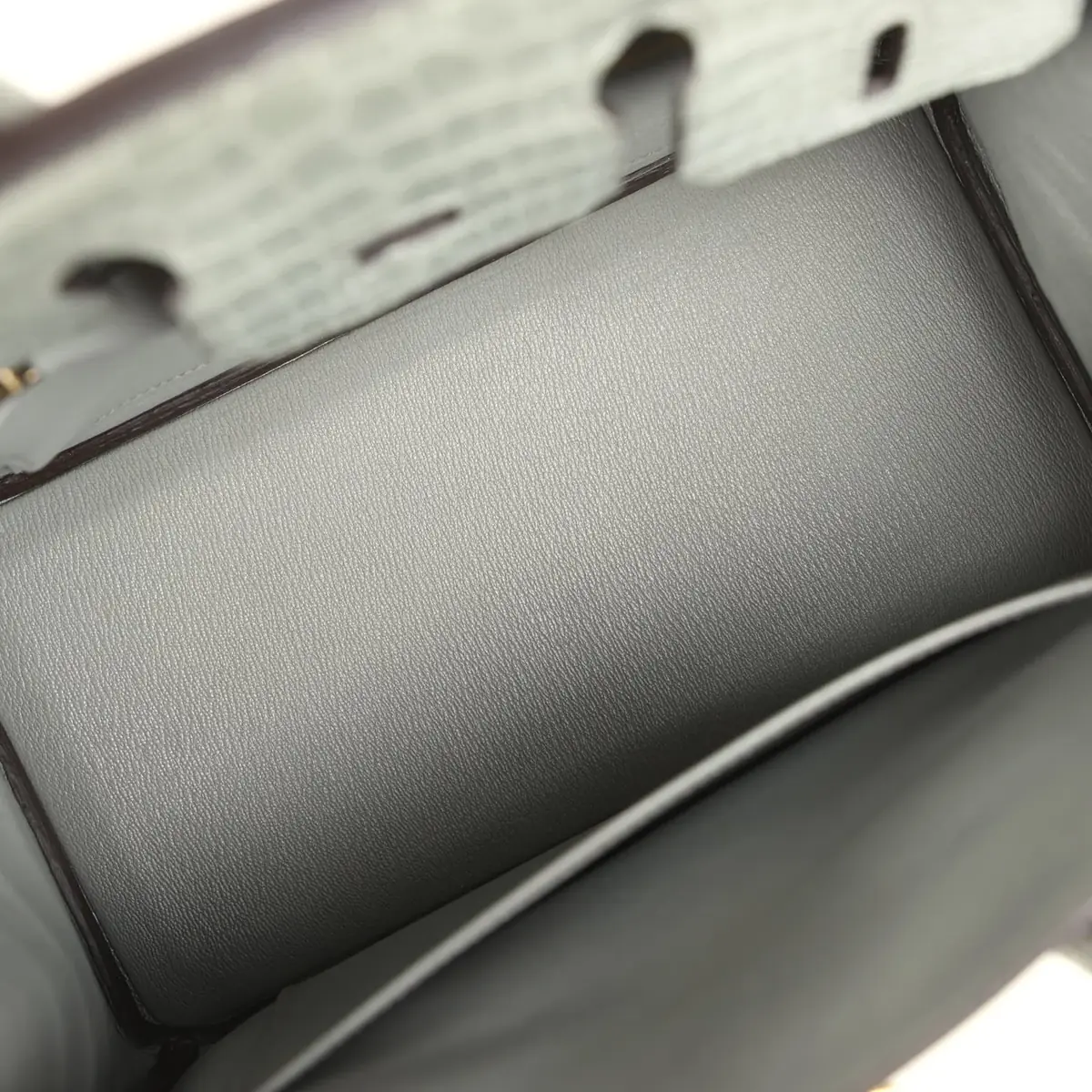 HERMÈS Hermes Birkin 25 Gris Ciment Matte Porosus Crocodile Gold Hardware | Thumbnail 8 HERMÈS Hermes Birkin 25 Gris Ciment Matte Porosus Crocodile Gold Hardware | Thumbnail 8