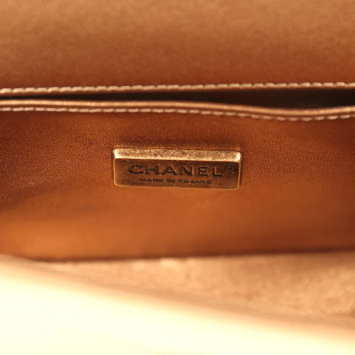 Chanel Pre-owned Chanel Small Boy Bag Metallic Gold Python Antique Gold Hardware | Thumbnail 9 Chanel Pre-owned Chanel Small Boy Bag Metallic Gold Python Antique Gold Hardware | Thumbnail 9