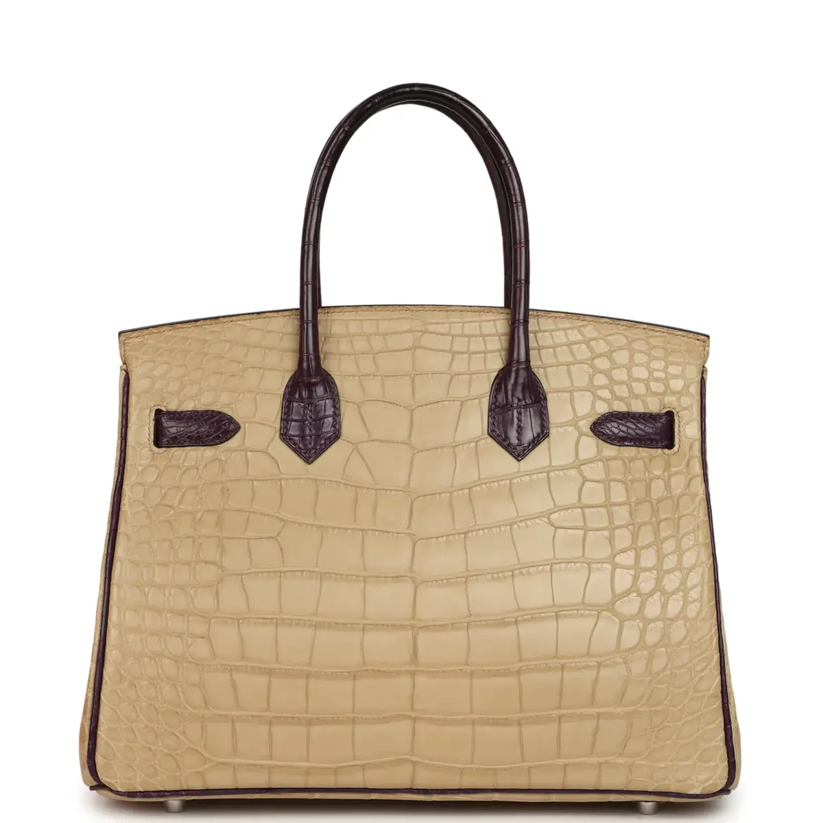 HERMÈS Pre-owned Hermes Special Order (HSS) Birkin 30 Poussiere, Amethyst Matte Alligator Palladium Hardware | Thumbnail 4 HERMÈS Pre-owned Hermes Special Order (HSS) Birkin 30 Poussiere, Amethyst Matte Alligator Palladium Hardware | Thumbnail 4
