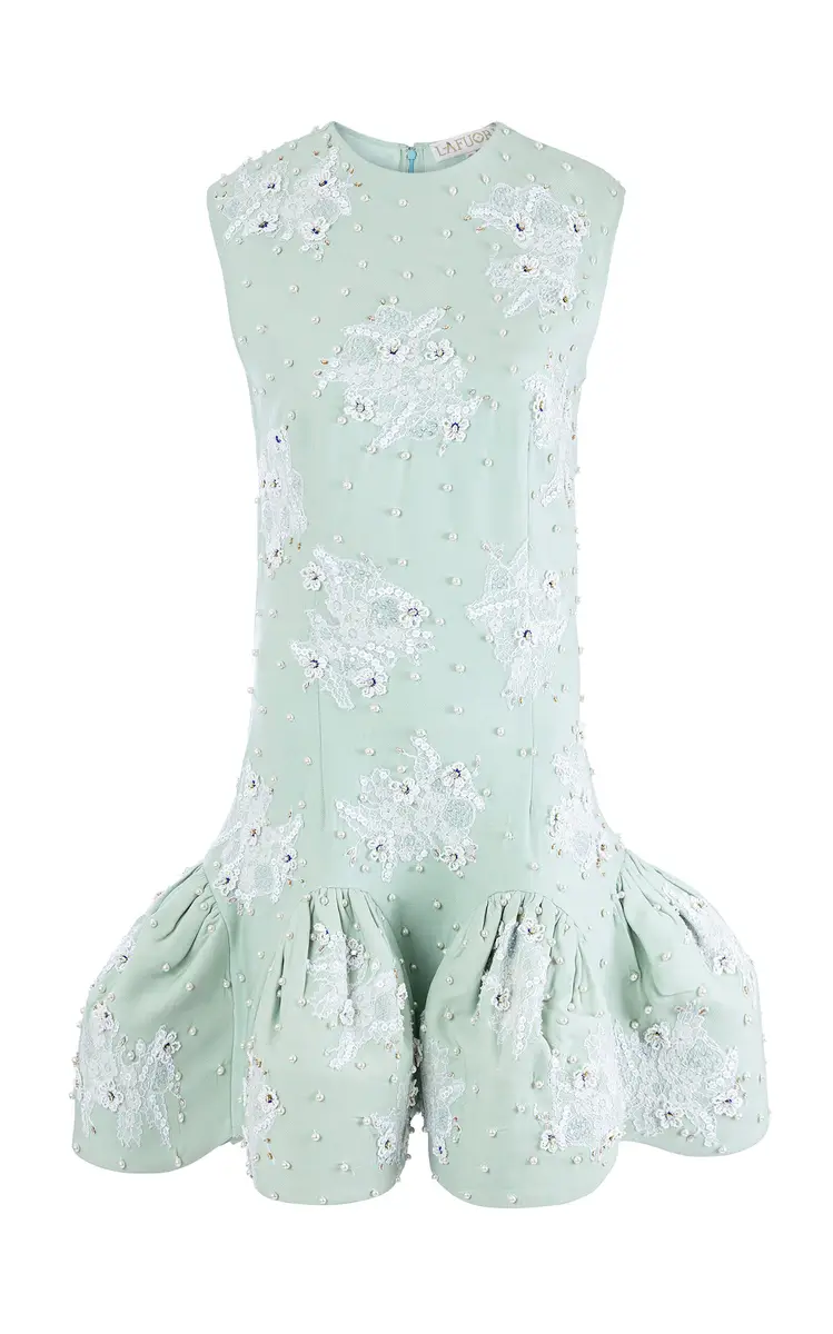 LA FUORI Pixie'S Pearl Elixir Embellished Silk Mini Dress