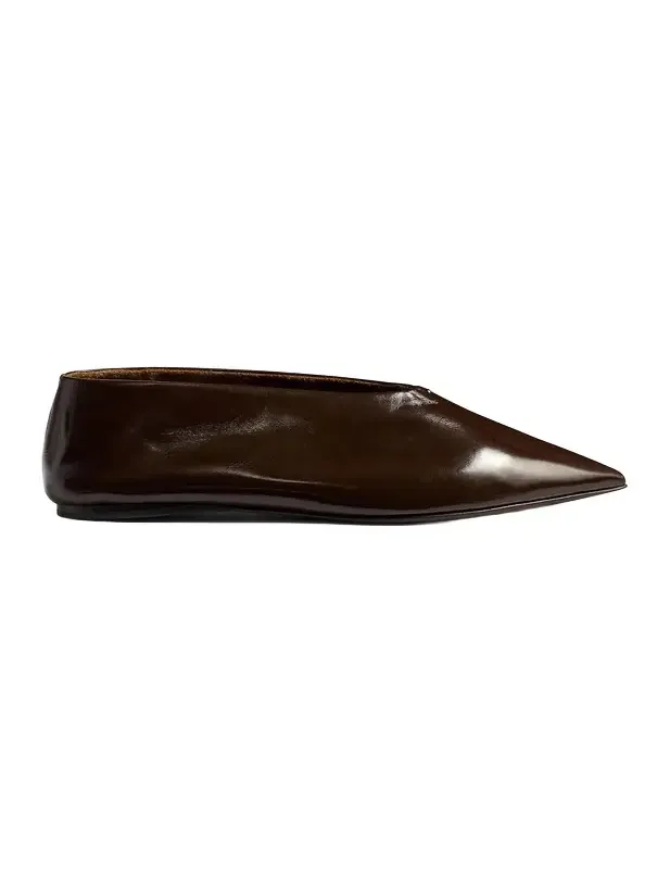 Miriam Ballerina In Cacao Glazed Leather Miriam Ballerina In Cacao Glazed Leather