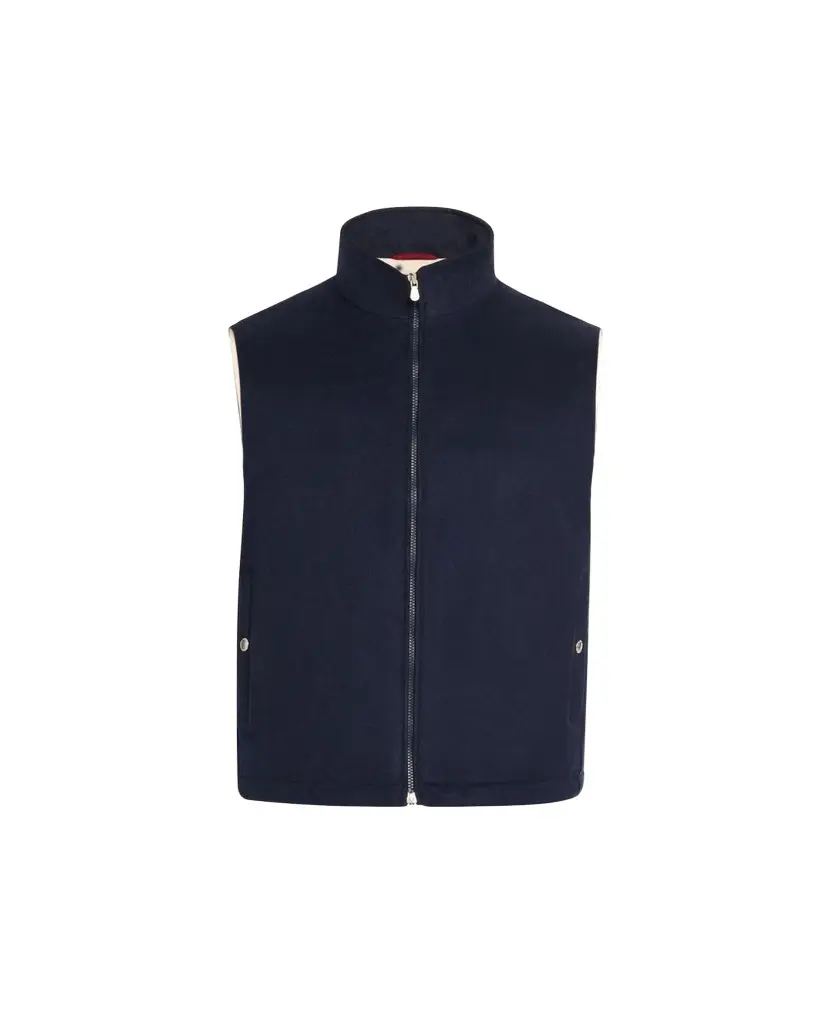 Brunello Cucinelli Men's Wool Padded Full-Zip Vest | Image 1 Brunello Cucinelli Men's Wool Padded Full-Zip Vest | Image 1