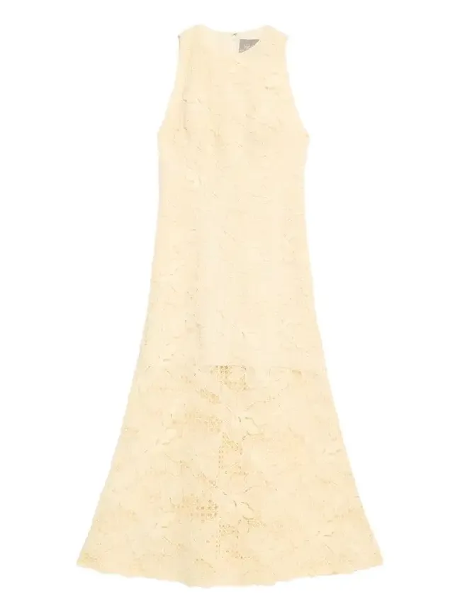 Lattice Floral Guipure Sleeveless Maxi Dress