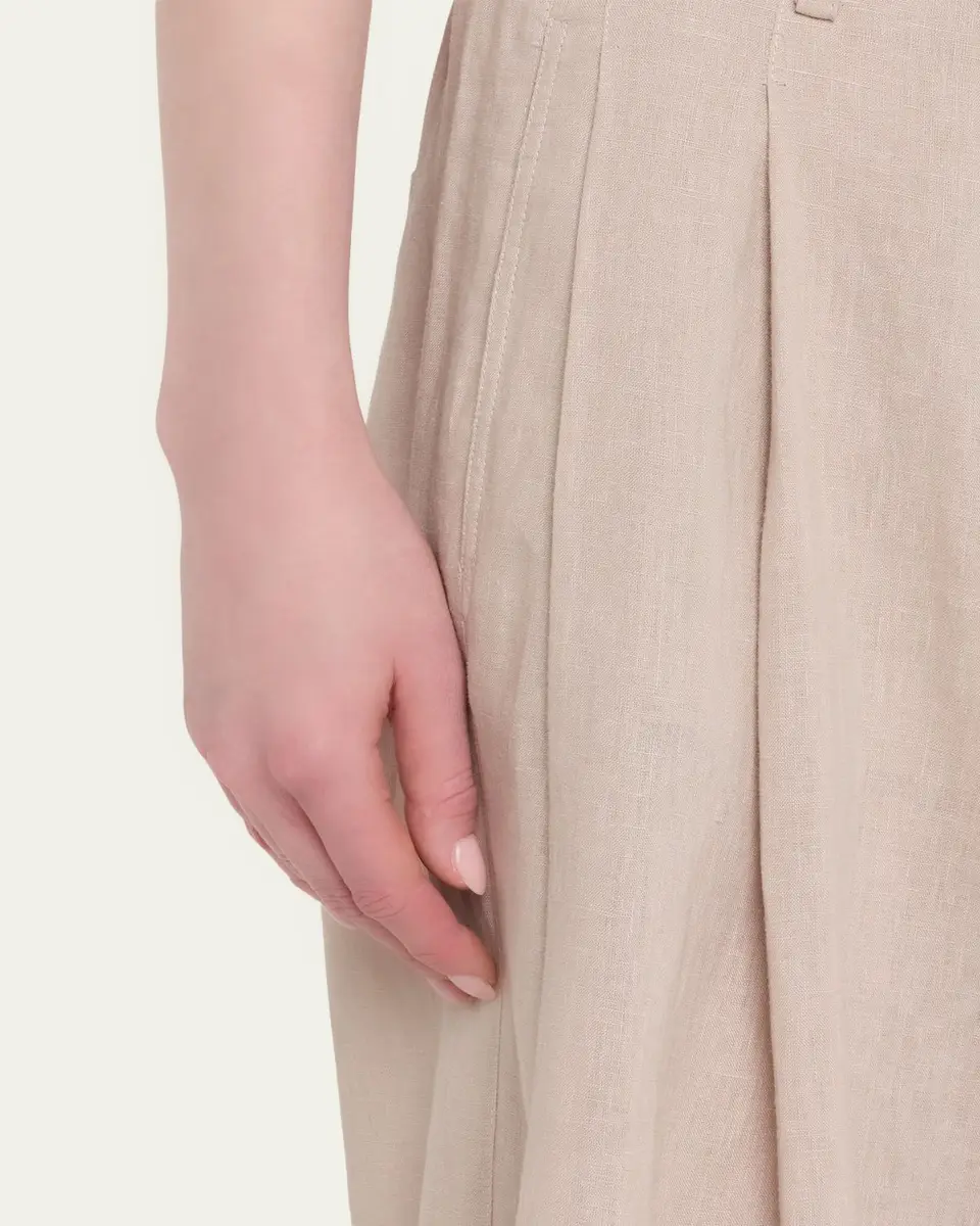 Brunello Cucinelli Drawstring Wide-Leg Linen-Blend Pants | Thumbnail 5