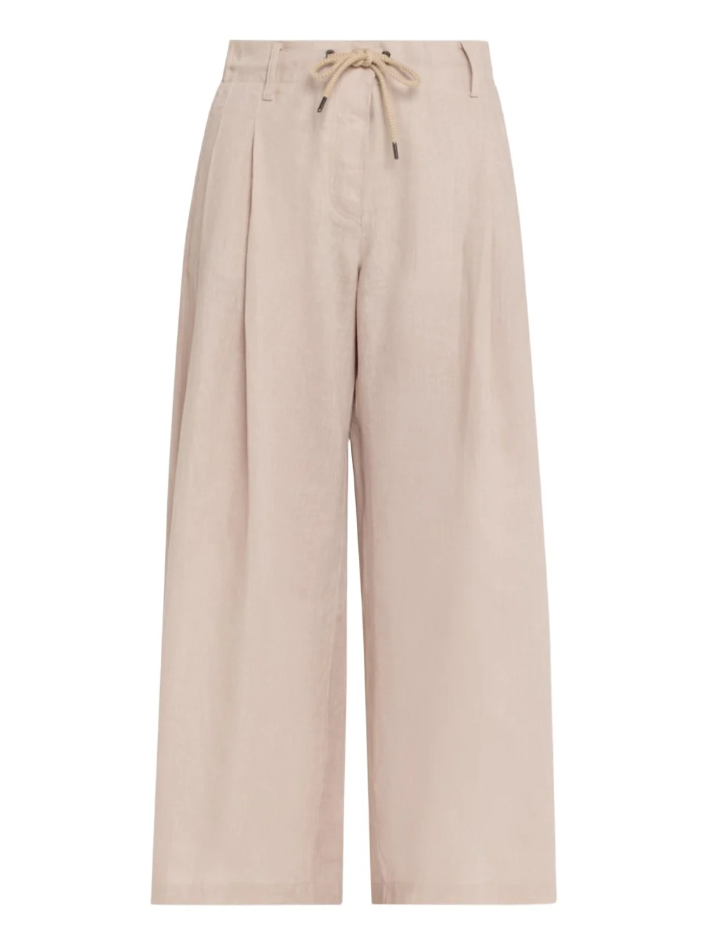 Brunello Cucinelli Drawstring Wide-Leg Linen-Blend Pants
