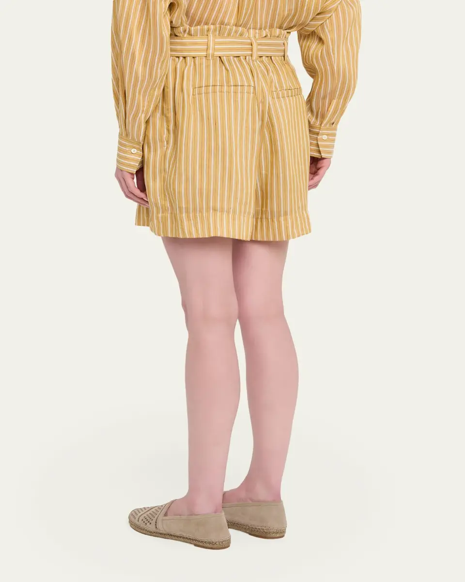 Brunello Cucinelli Belted Striped Linen-Silk Bermuda Shorts | Thumbnail 3 Brunello Cucinelli Belted Striped Linen-Silk Bermuda Shorts | Thumbnail 3