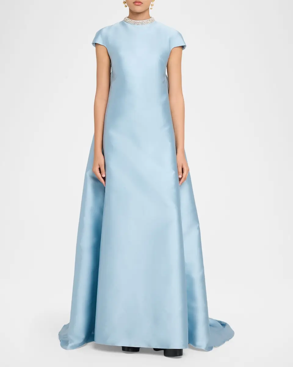 Atelier Prabal Gurung Naomi Crystal Button-Back Gown with Train | Thumbnail 2 Atelier Prabal Gurung Naomi Crystal Button-Back Gown with Train | Thumbnail 2