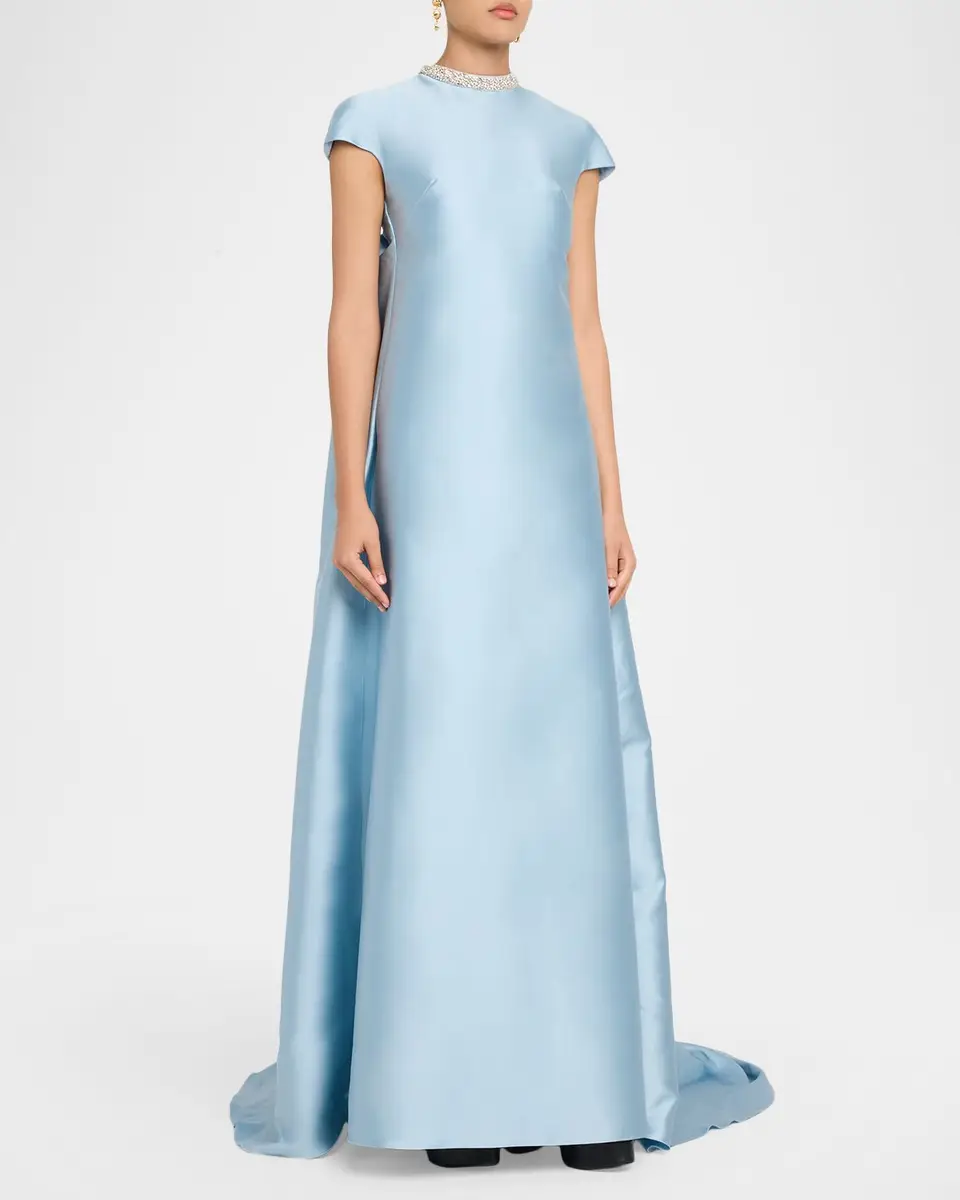 Atelier Prabal Gurung Naomi Crystal Button-Back Gown with Train | Thumbnail 4 Atelier Prabal Gurung Naomi Crystal Button-Back Gown with Train | Thumbnail 4
