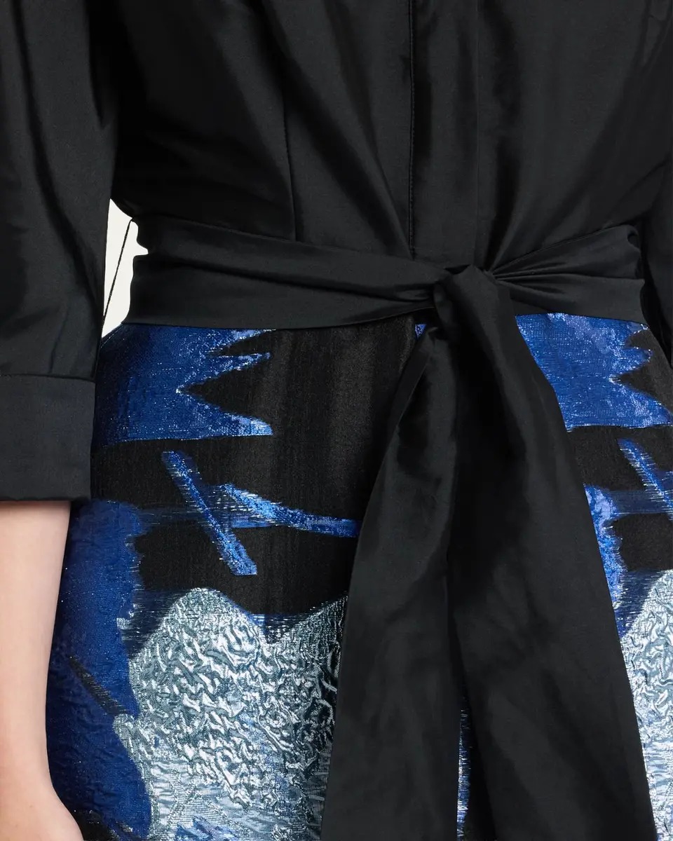 Rickie Freeman for Teri Jon Taffeta and Floral Jacquard Organza Shirt Gown | Thumbnail 5 Rickie Freeman for Teri Jon Taffeta and Floral Jacquard Organza Shirt Gown | Thumbnail 5