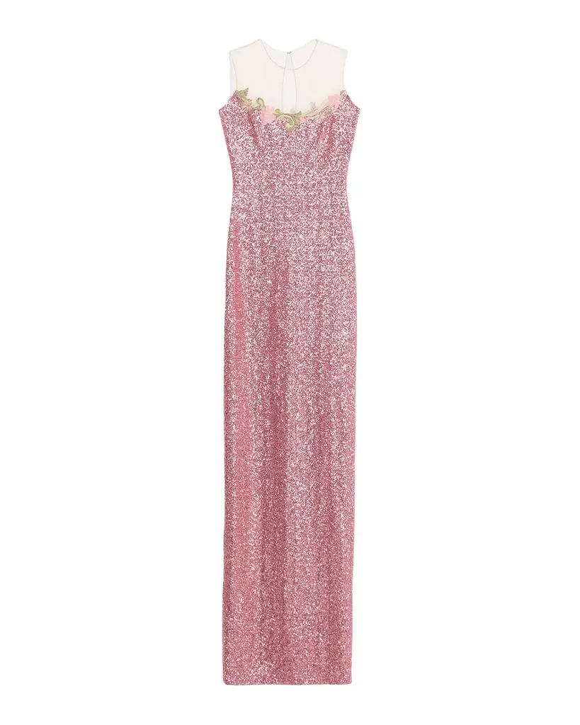 Naeem Khan Illusion Yoke Sequined Floral Applique Sleeveless Gown | Image 1 Naeem Khan Illusion Yoke Sequined Floral Applique Sleeveless Gown | Image 1