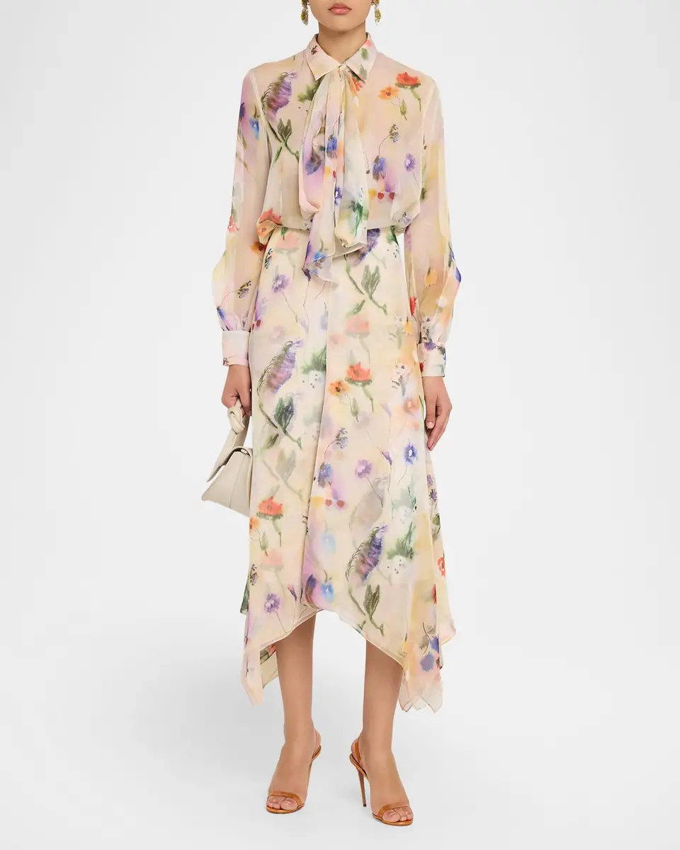 PRABAL GURUNG Floral-Print Handkerchief Hem Skirt | Thumbnail 2 PRABAL GURUNG Floral-Print Handkerchief Hem Skirt | Thumbnail 2