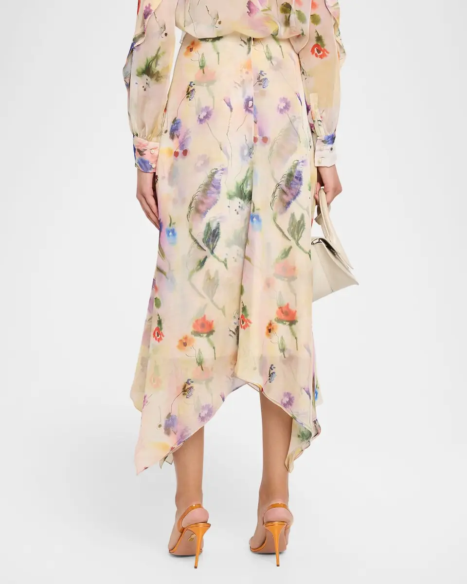 PRABAL GURUNG Floral-Print Handkerchief Hem Skirt | Thumbnail 3 PRABAL GURUNG Floral-Print Handkerchief Hem Skirt | Thumbnail 3