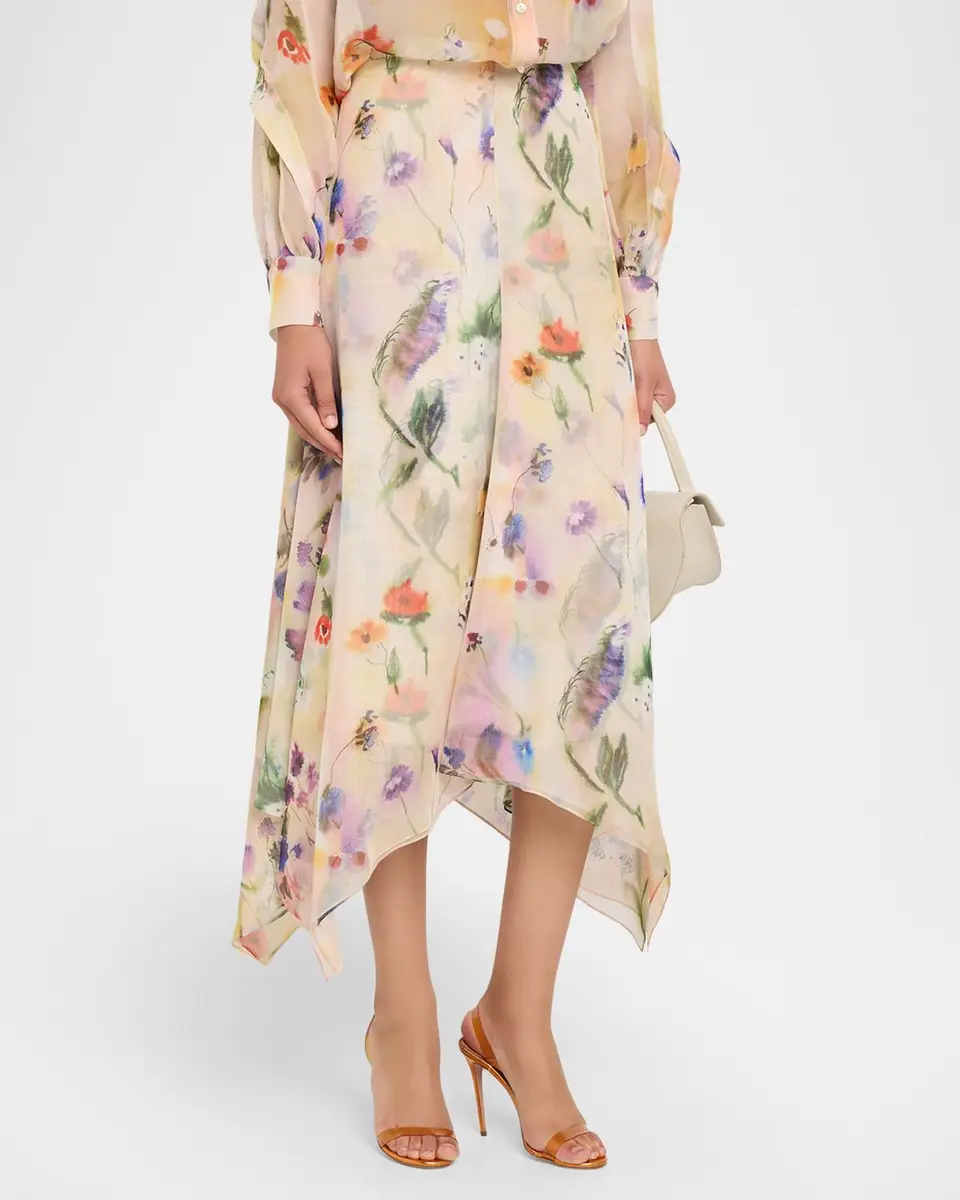 PRABAL GURUNG Floral-Print Handkerchief Hem Skirt | Thumbnail 4 PRABAL GURUNG Floral-Print Handkerchief Hem Skirt | Thumbnail 4