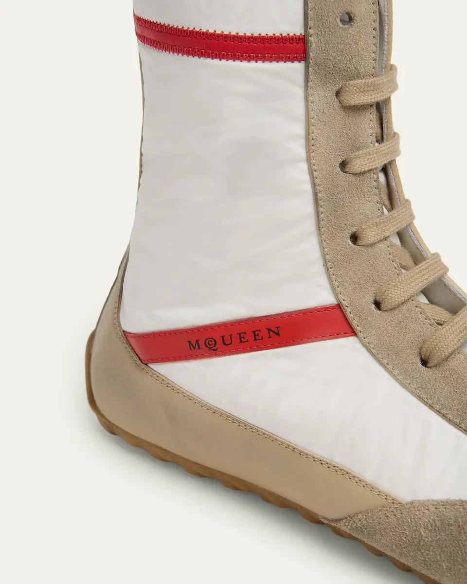 Alexander McQueen Men's Boxe Mixed Media High-Top Sneakers | Thumbnail 3