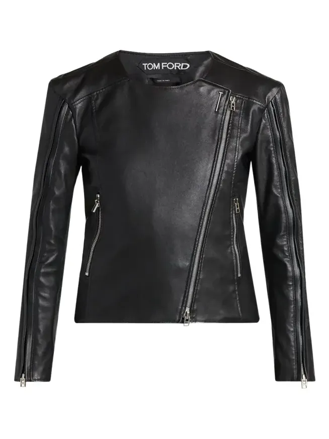 Collarless Leather Moto Jacket Collarless Leather Moto Jacket