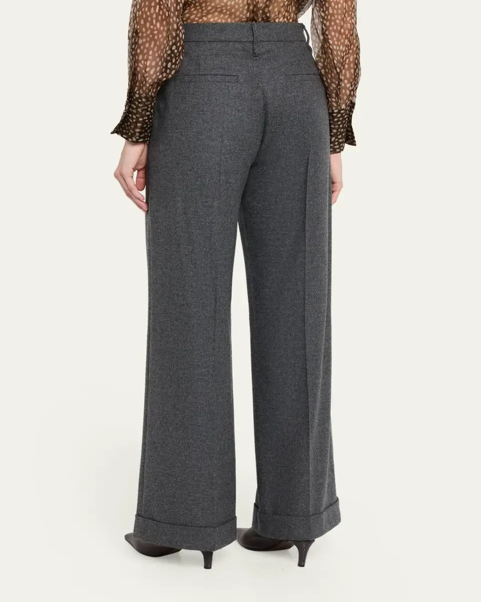 Brunello Cucinelli Cashmere-Wool Wide-Legs Trousers | Thumbnail 3 Brunello Cucinelli Cashmere-Wool Wide-Legs Trousers | Thumbnail 3