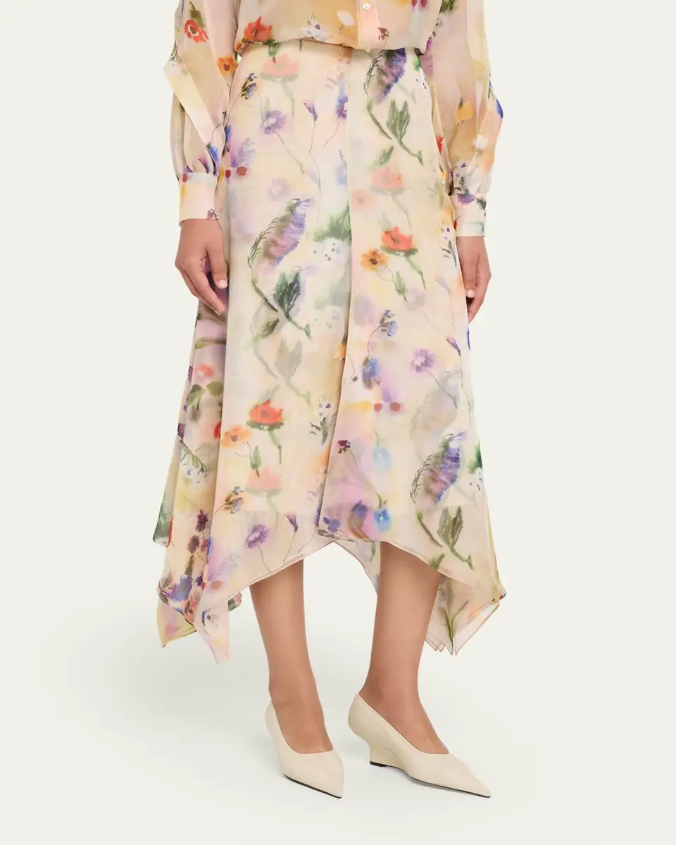 PRABAL GURUNG Floral-Print Handkerchief Hem Skirt | Thumbnail 4 PRABAL GURUNG Floral-Print Handkerchief Hem Skirt | Thumbnail 4