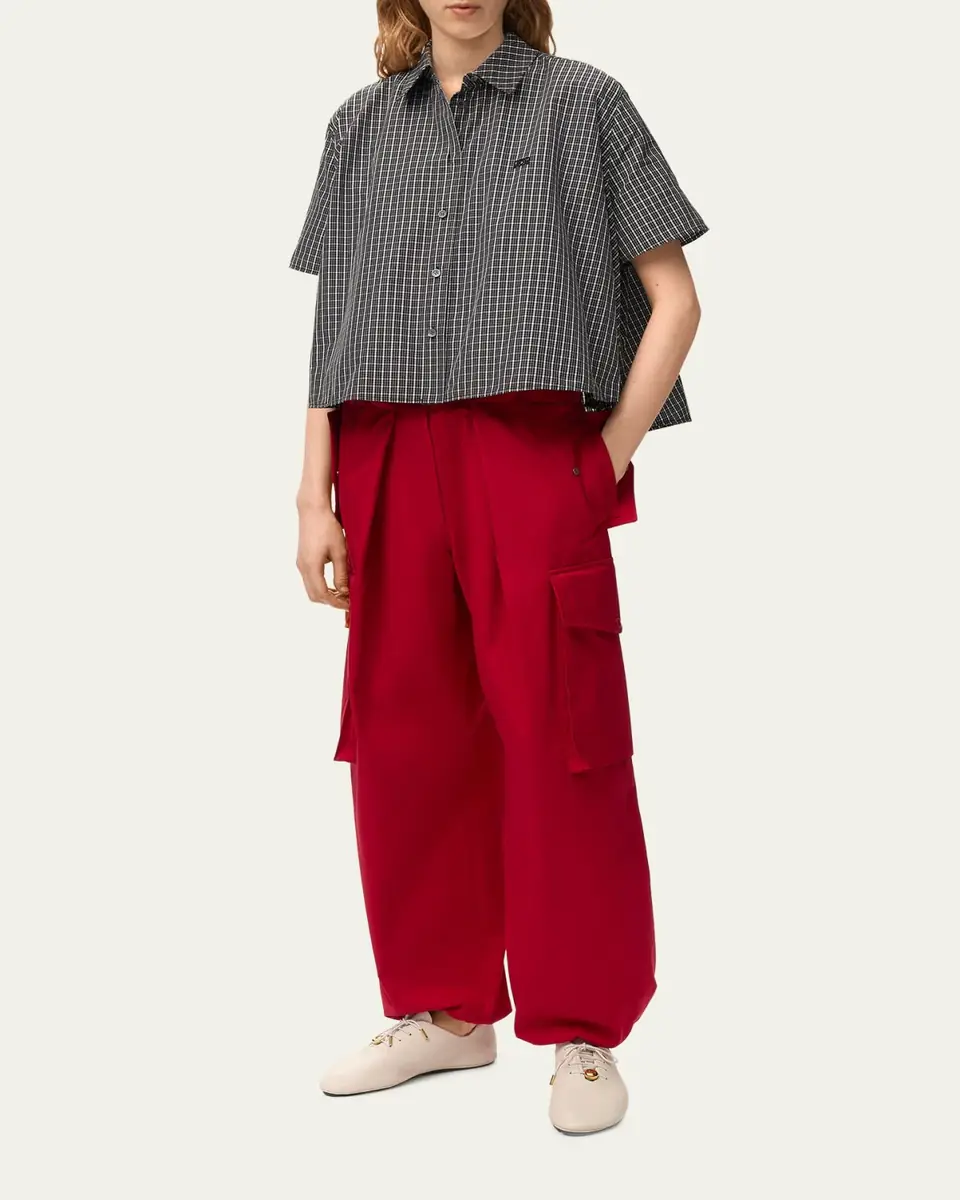 Loewe Check Cotton Short-Sleeve Trapeze Shirt | Thumbnail 2 Loewe Check Cotton Short-Sleeve Trapeze Shirt | Thumbnail 2
