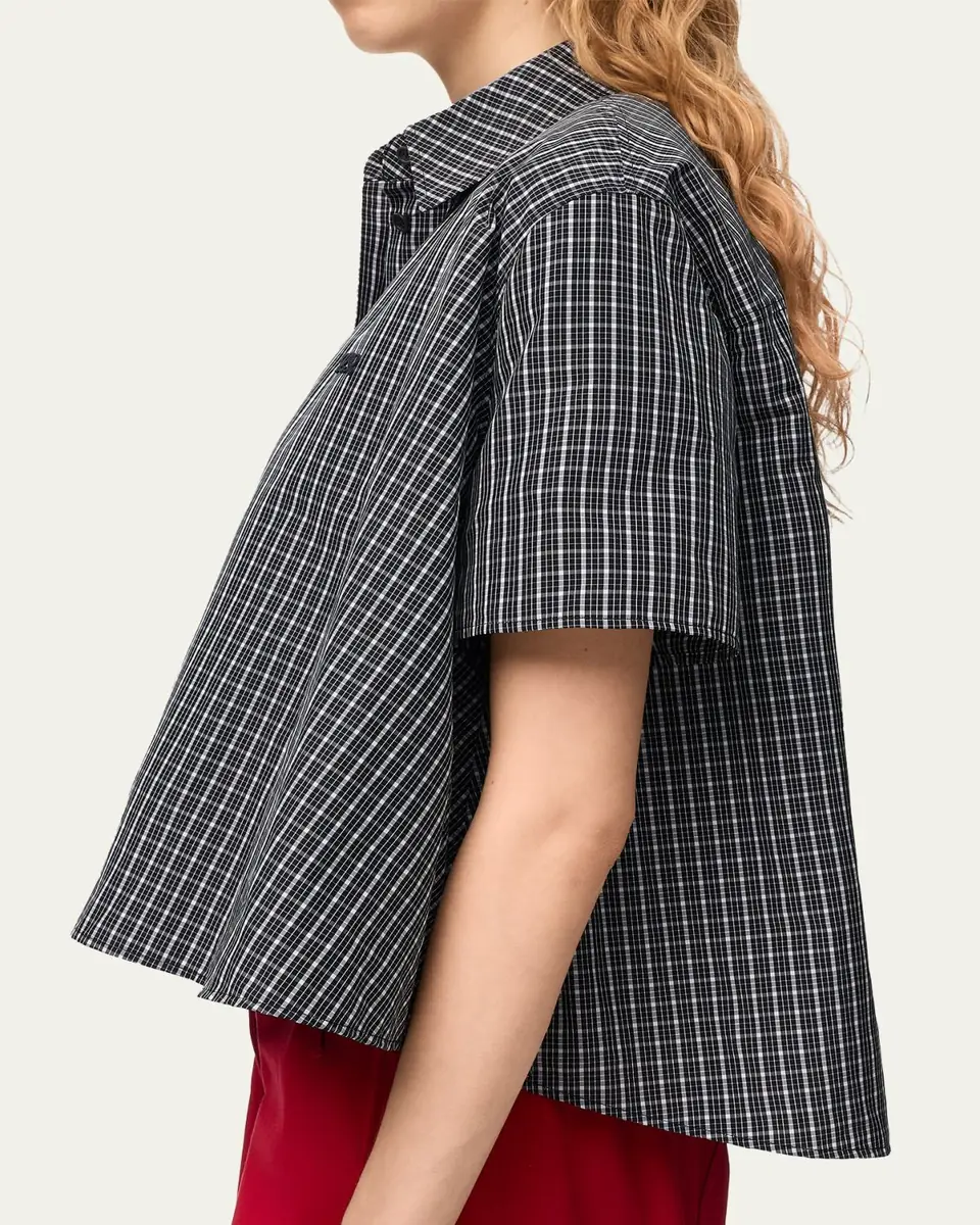 Loewe Check Cotton Short-Sleeve Trapeze Shirt | Thumbnail 5 Loewe Check Cotton Short-Sleeve Trapeze Shirt | Thumbnail 5