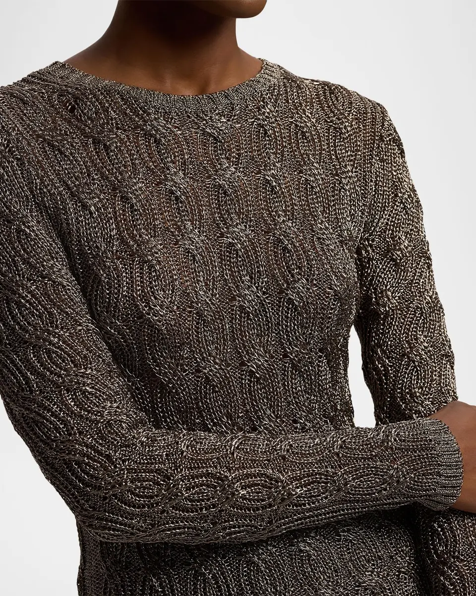 Ralph Lauren Collection Metallic Cable-Knit Crewneck Sweater | Thumbnail 5 Ralph Lauren Collection Metallic Cable-Knit Crewneck Sweater | Thumbnail 5