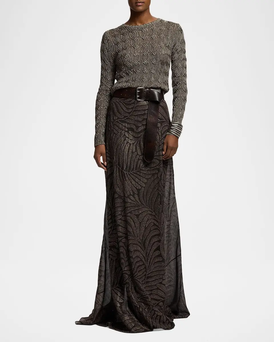 Ralph Lauren Collection Metallic Cable-Knit Crewneck Sweater | Thumbnail 7 Ralph Lauren Collection Metallic Cable-Knit Crewneck Sweater | Thumbnail 7