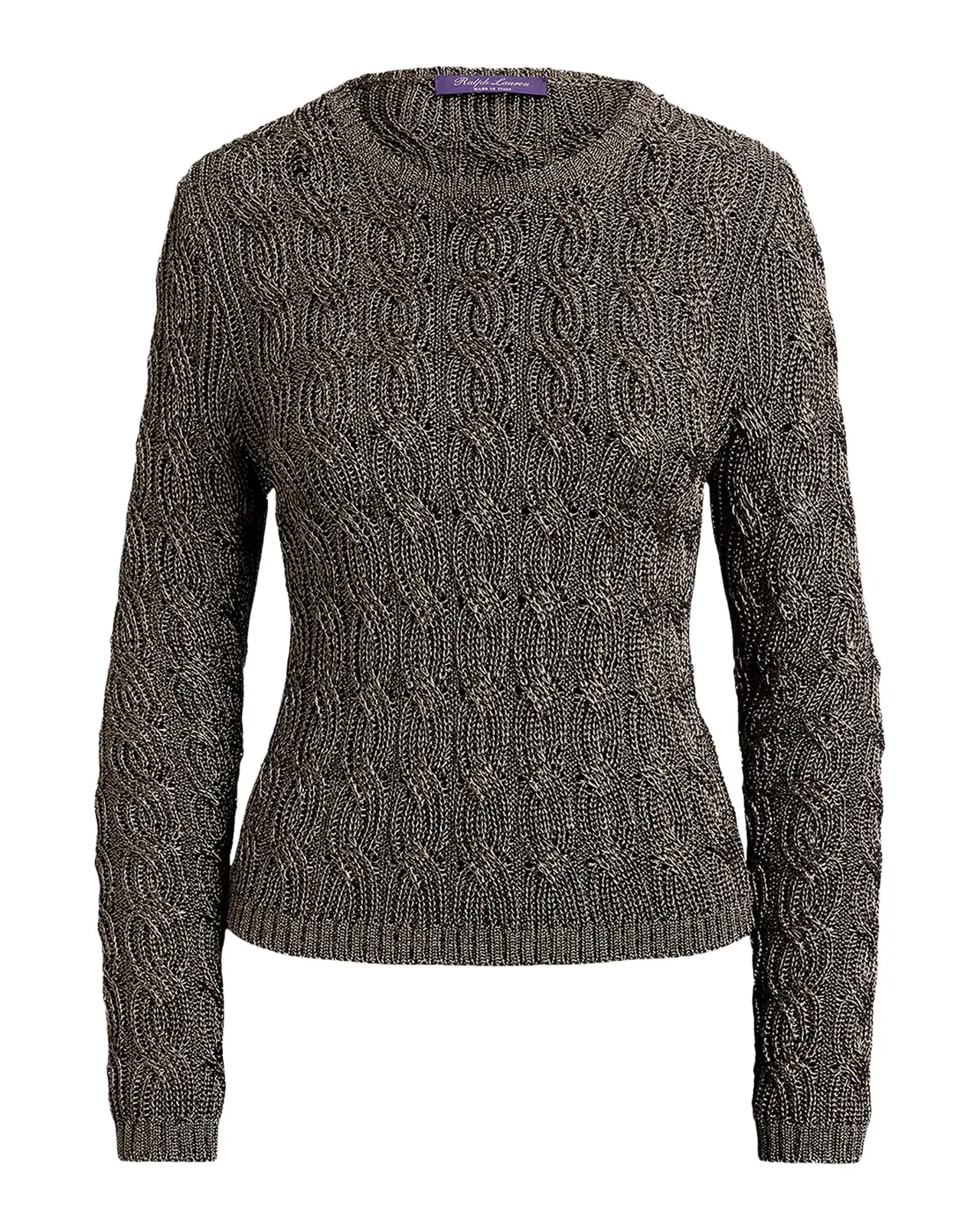 Metallic Cable-Knit Crewneck Sweater Metallic Cable-Knit Crewneck Sweater