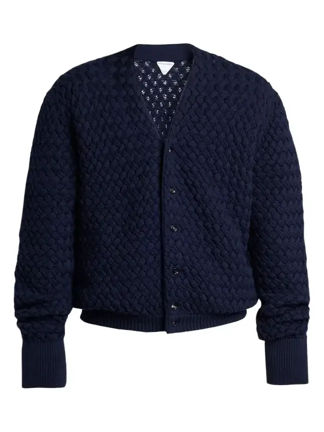 Men's Intrecciato Wool Knit Cardigan Men's Intrecciato Wool Knit Cardigan