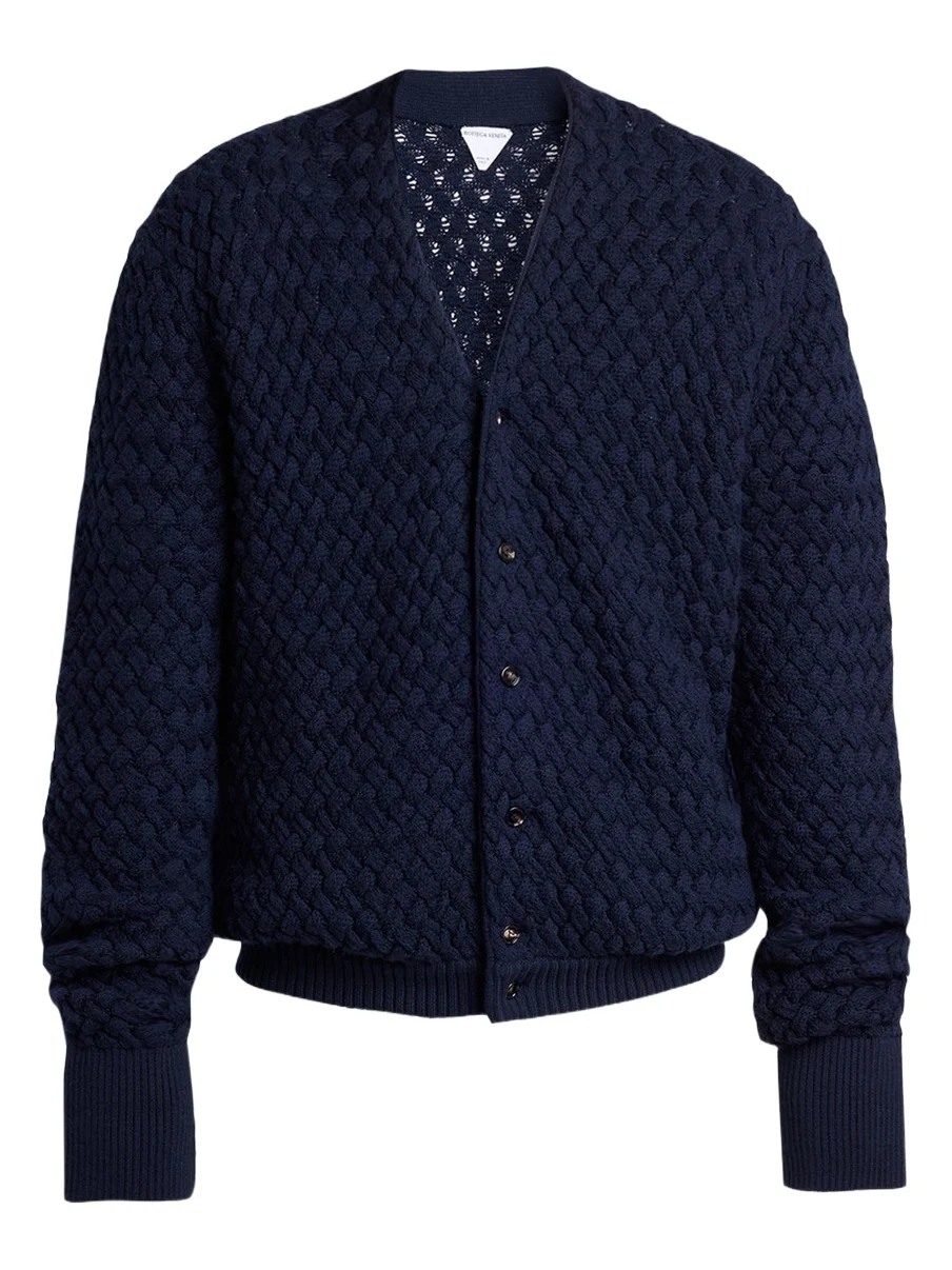 Men's Intrecciato Wool Knit Cardigan