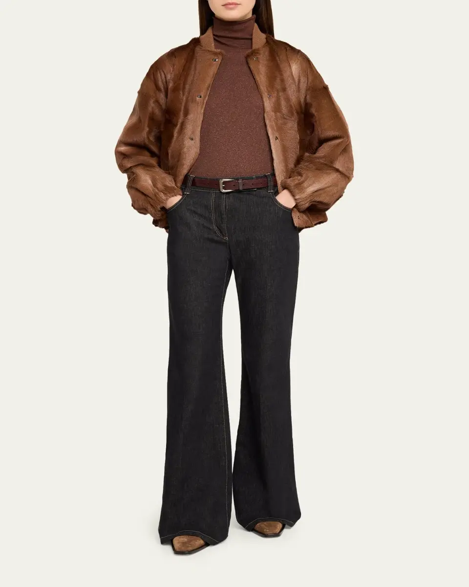 Brunello Cucinelli Shimmering Cashmere-Silk Knit Turtleneck Sweater | Thumbnail 2