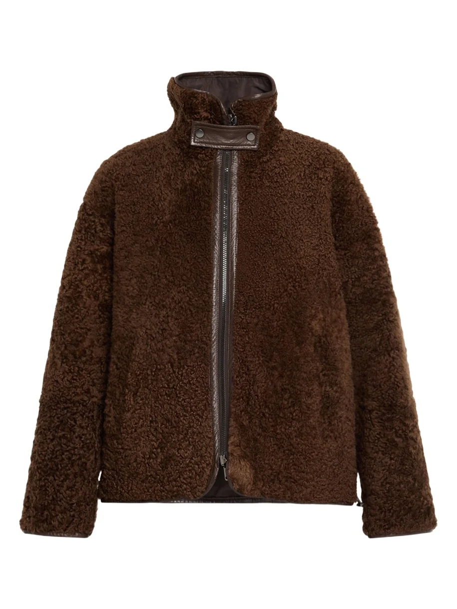 Brunello Cucinelli Curly Shearling Reversible Coat