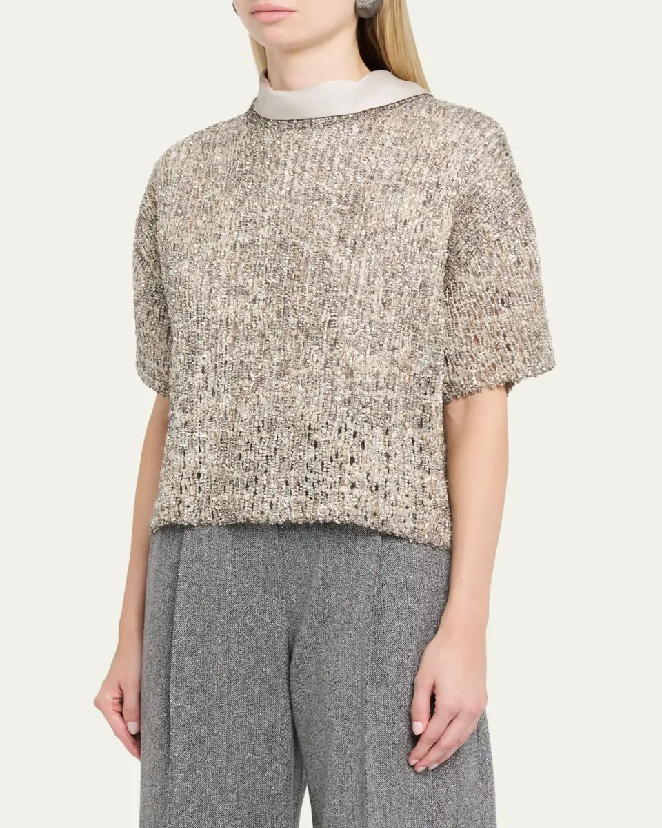 Brunello Cucinelli Couture Metallic Mohair Top | Thumbnail 4