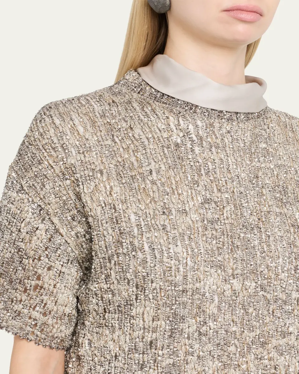 Brunello Cucinelli Couture Metallic Mohair Top | Thumbnail 5