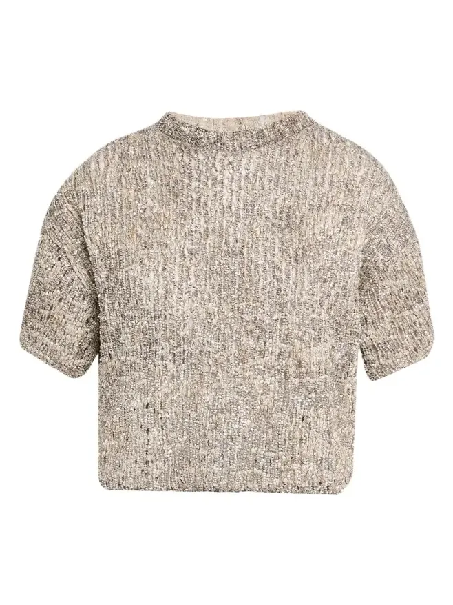 Brunello Cucinelli Couture Metallic Mohair Top