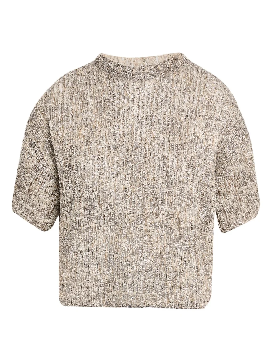 Brunello Cucinelli Couture Metallic Mohair Top
