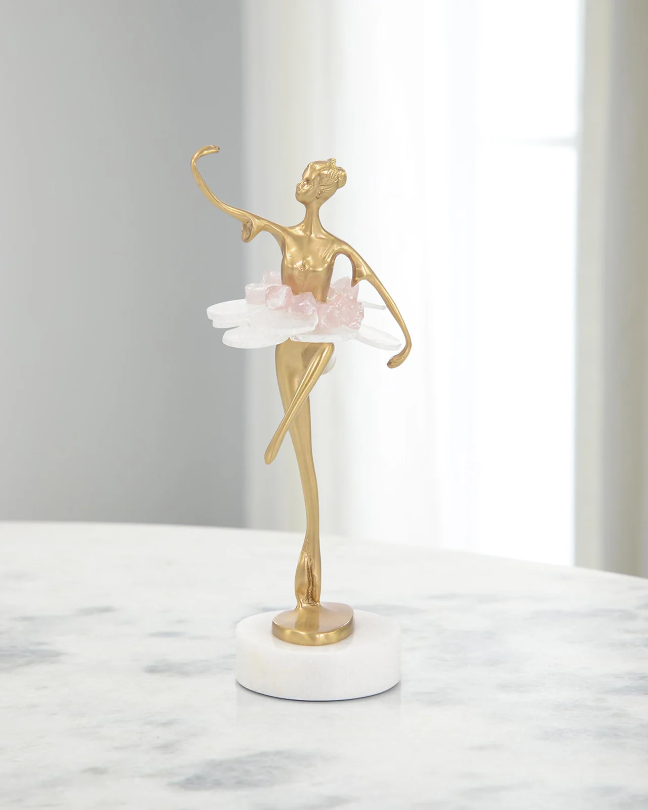 John-Richard Collection Selenite Ballet Sculpture on Marble Base III