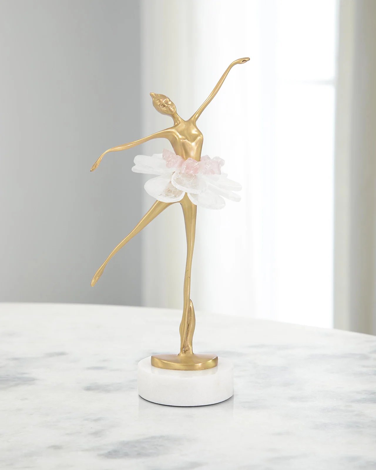John-Richard Collection Selenite Ballet Sculpture on Marble Base I