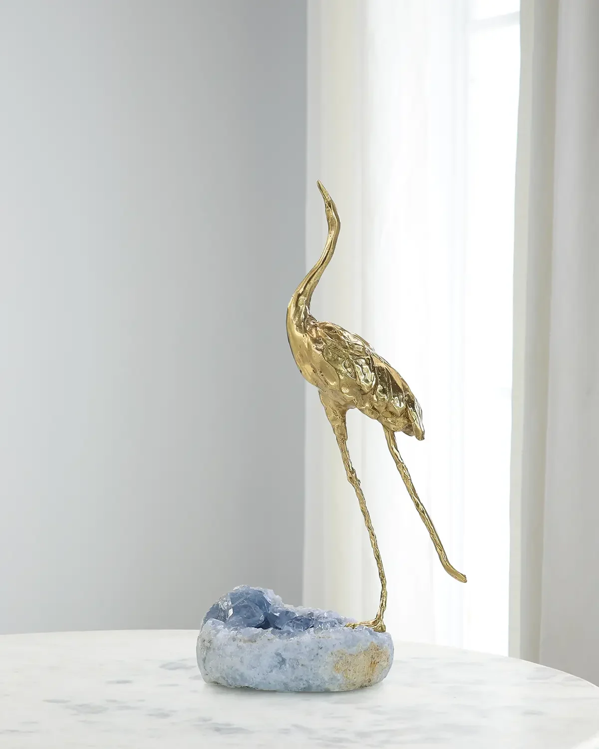 John-Richard Collection Brass Crane Sculpture on Kyanite I