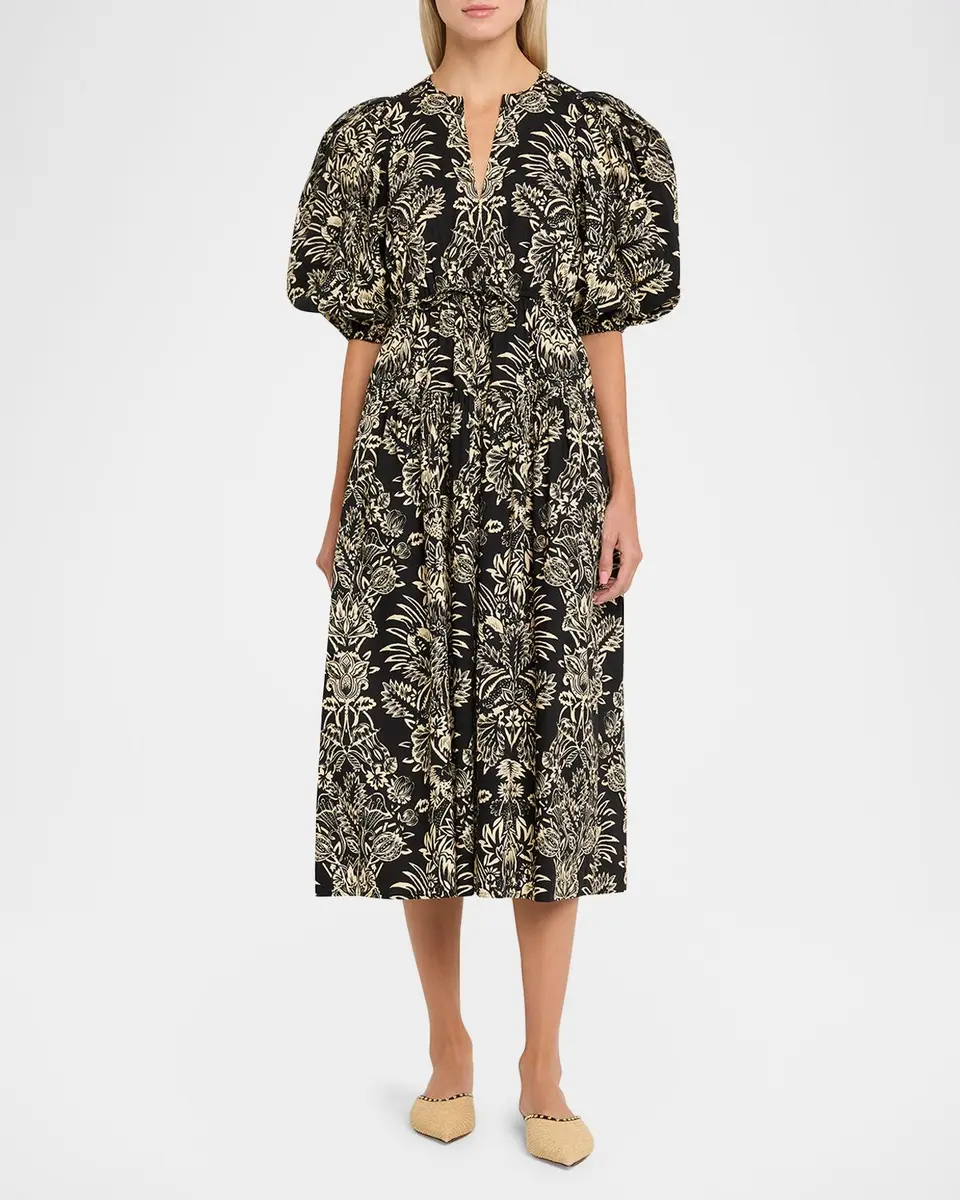 Ulla Johnson Tasneem Pleated Deep-V Satin Gown | Thumbnail 2 Ulla Johnson Tasneem Pleated Deep-V Satin Gown | Thumbnail 2