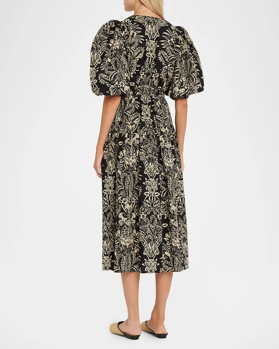 Ulla Johnson Tasneem Pleated Deep-V Satin Gown | Thumbnail 3 Ulla Johnson Tasneem Pleated Deep-V Satin Gown | Thumbnail 3