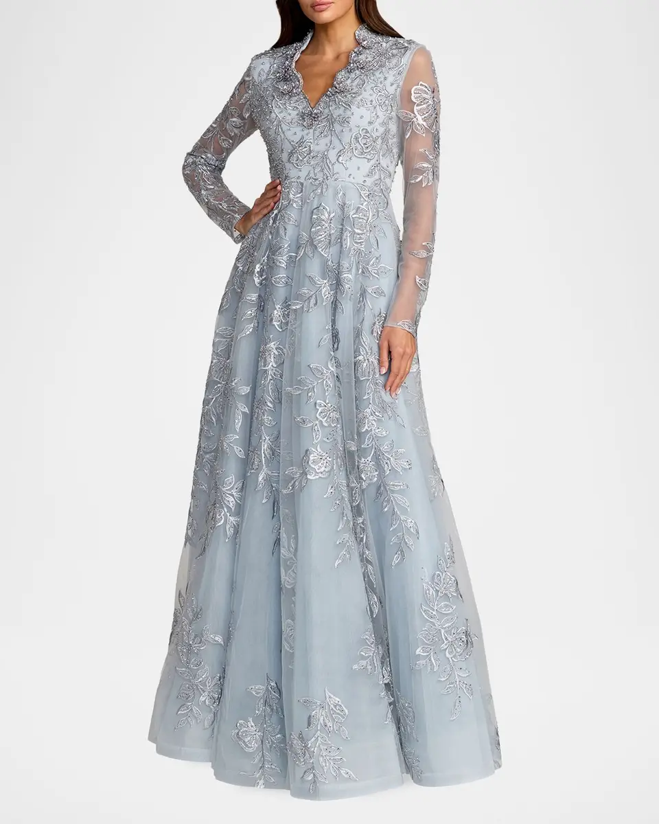 Mac Duggal Floral Embroidered A-Line Gown | Thumbnail 2