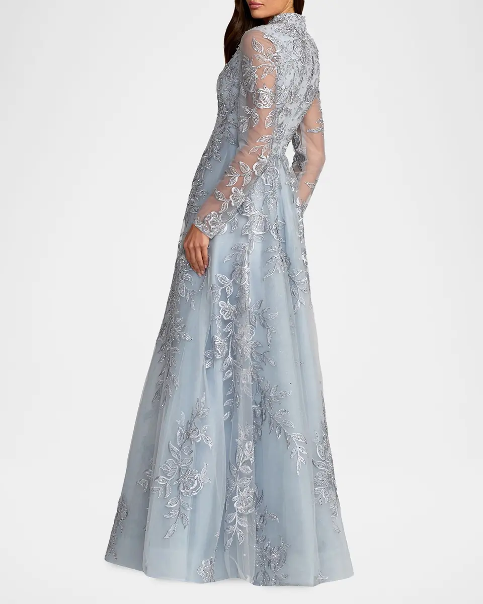 Mac Duggal Floral Embroidered A-Line Gown | Thumbnail 3