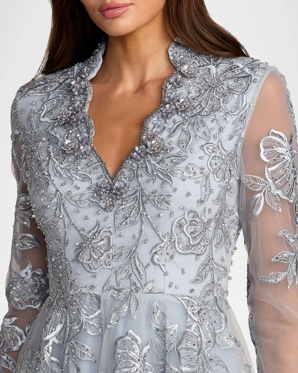 Mac Duggal Floral Embroidered A-Line Gown | Thumbnail 4