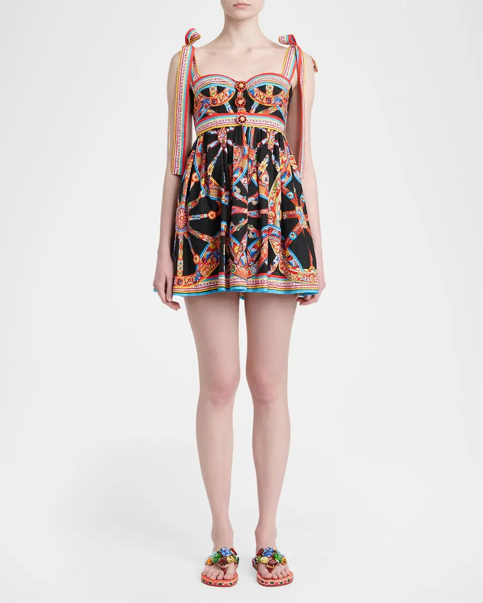 Dolce & Gabbana Carretto-Print Bustier Mini Day Dress | Thumbnail 2 Dolce & Gabbana Carretto-Print Bustier Mini Day Dress | Thumbnail 2