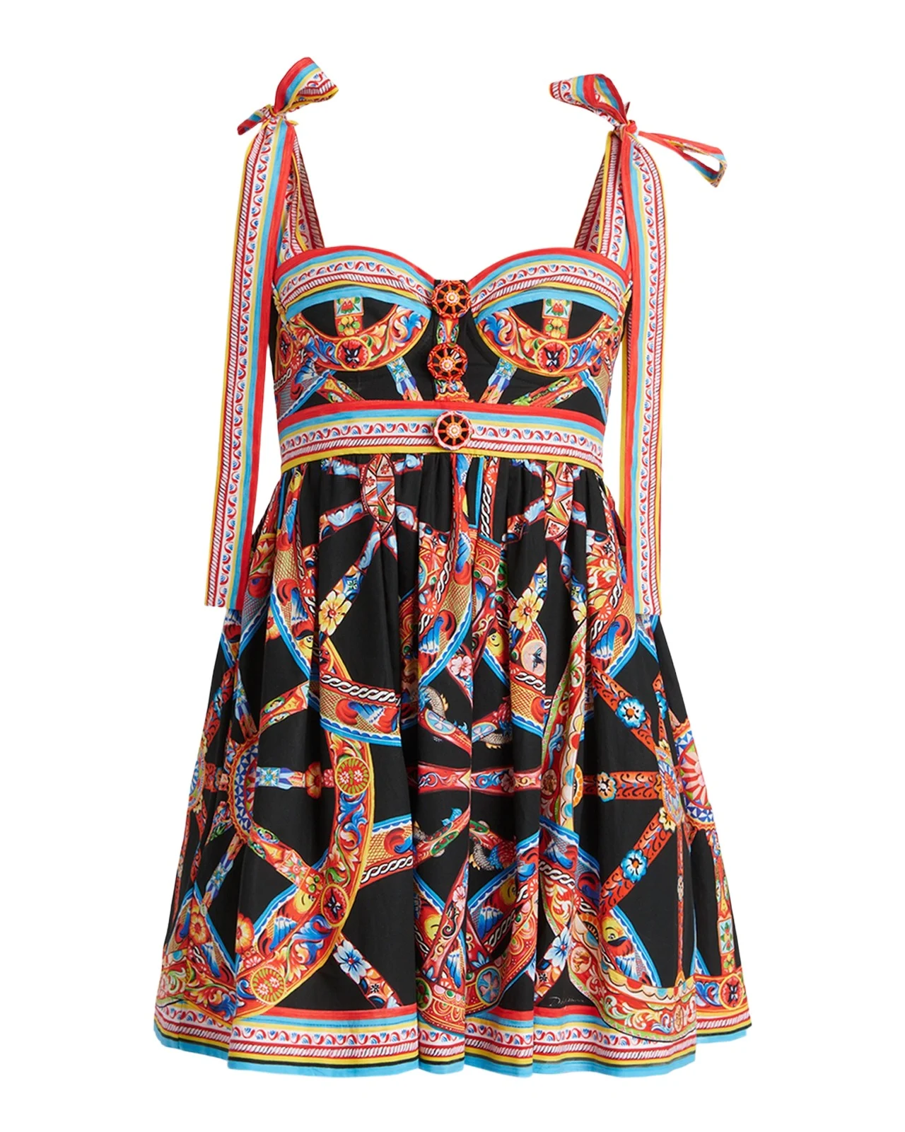 Carretto-Print Bustier Mini Day Dress