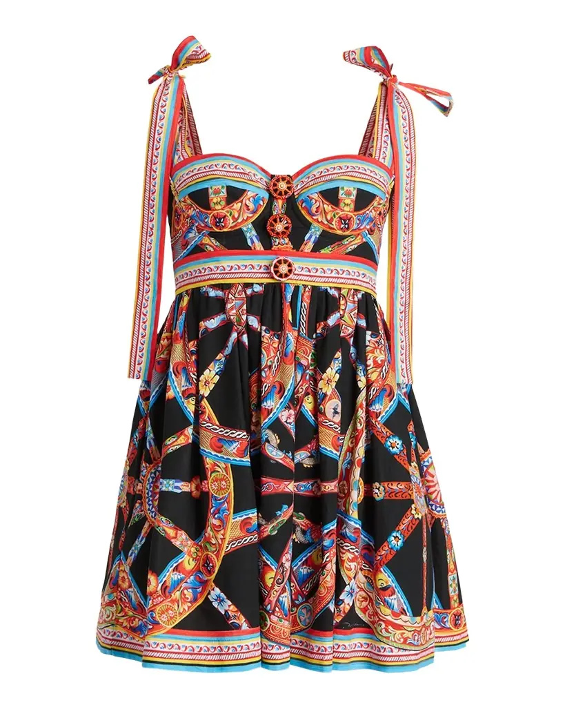 Dolce & Gabbana Carretto-Print Bustier Mini Day Dress | Image 1 Dolce & Gabbana Carretto-Print Bustier Mini Day Dress | Image 1